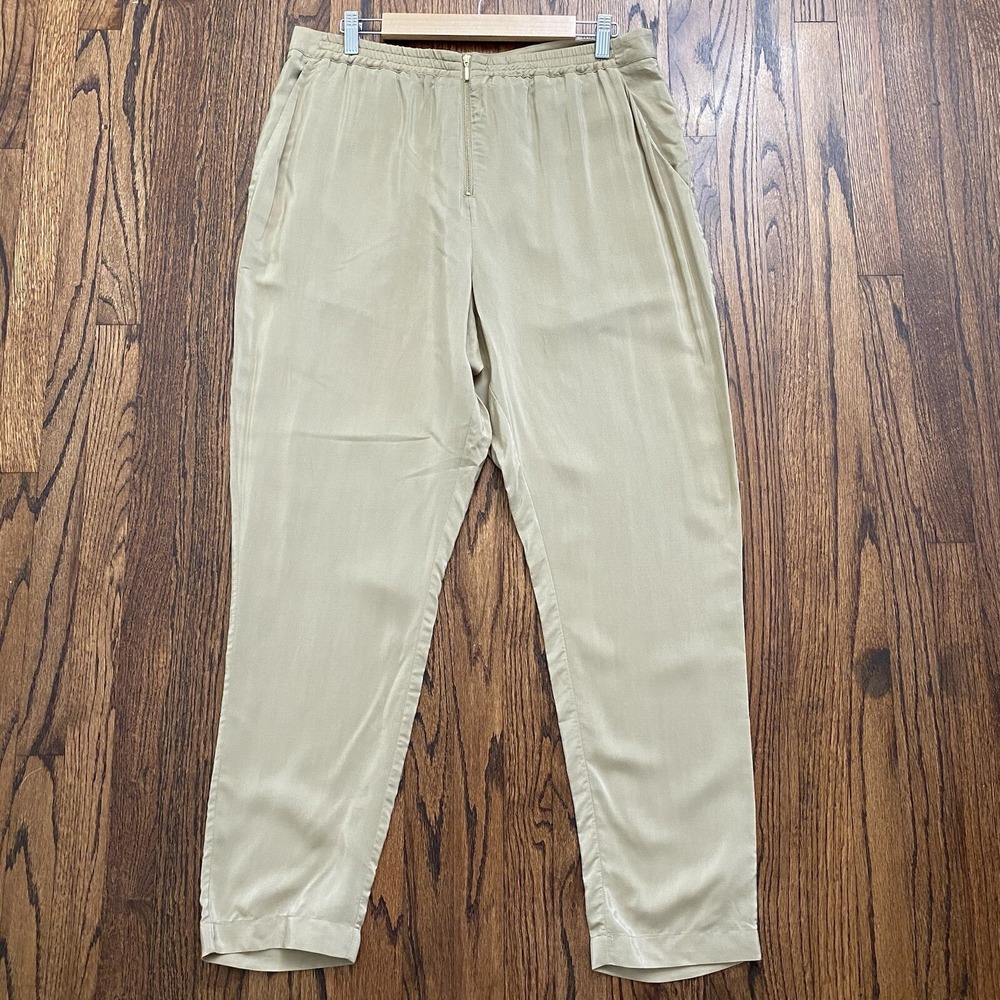 Soft Surroundings Womens Tan Lightweight Pants Size L Minimalist Quiet Luxury